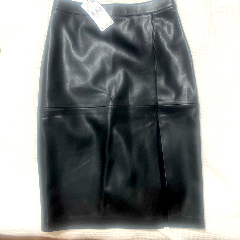 Pleather, soft, slit, pencil skirt